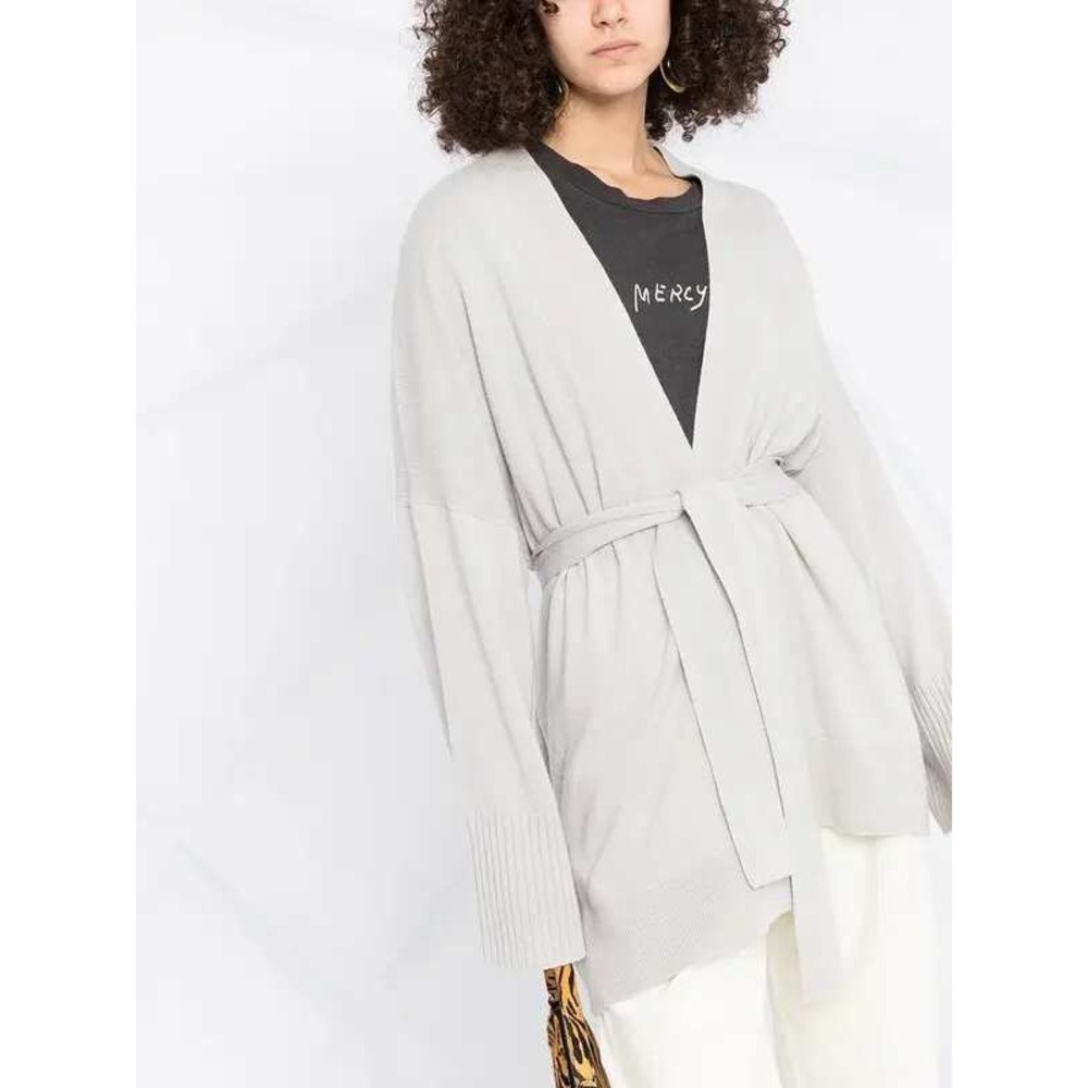 Nili Lotan Cashmere Cardigan Open Front Shawl Collar Cable Detail Gray O/S